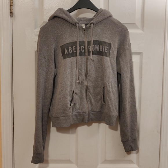 Abercrombie & Fitch Tops | Abercrombie Warm Thick Crop Zip Logo Hoodie 